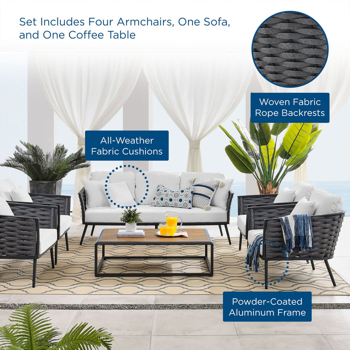 Stance 6 Piece Outdoor Patio Aluminum Sectional Sofa Set