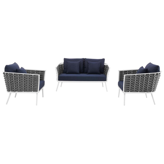 Stance 3 Piece Outdoor Patio Aluminum Sectional Sofa Set