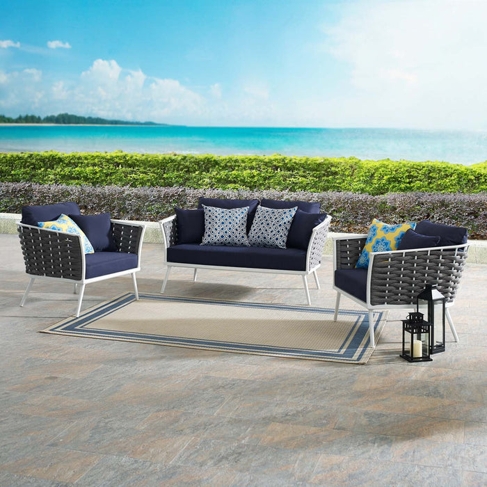 Stance 3 Piece Outdoor Patio Aluminum Sectional Sofa Set