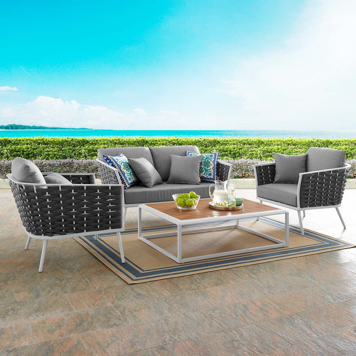 Stance 4 Piece Outdoor Patio Aluminum Sectional Sofa Set