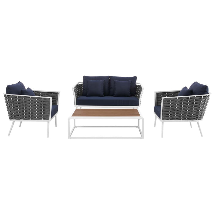 Stance 4 Piece Outdoor Patio Aluminum Sectional Sofa Set