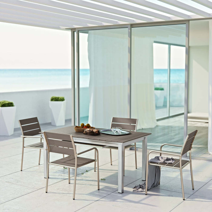 Shore 5 Piece Outdoor Patio Aluminum Dining Set