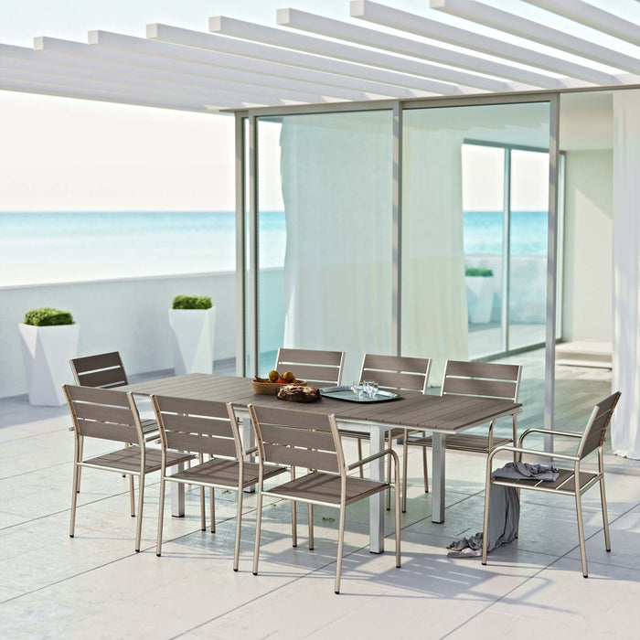 Shore 9 Piece Outdoor Patio Aluminum Dining Set