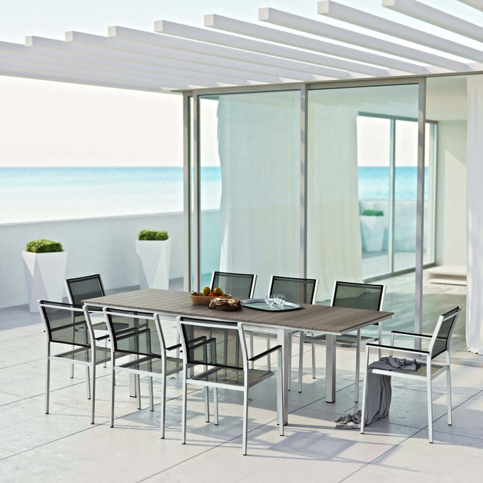 Shore 9 Piece Outdoor Patio Aluminum Dining Set