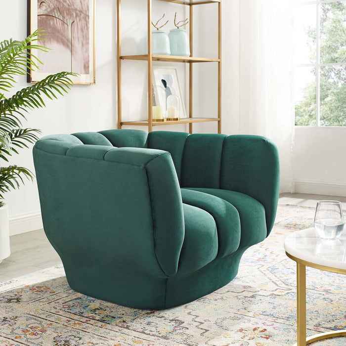 Entertain Vertical Channel Tufted Performance Velvet Armchair