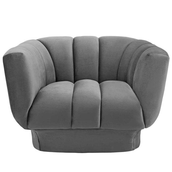 Entertain Vertical Channel Tufted Performance Velvet Armchair