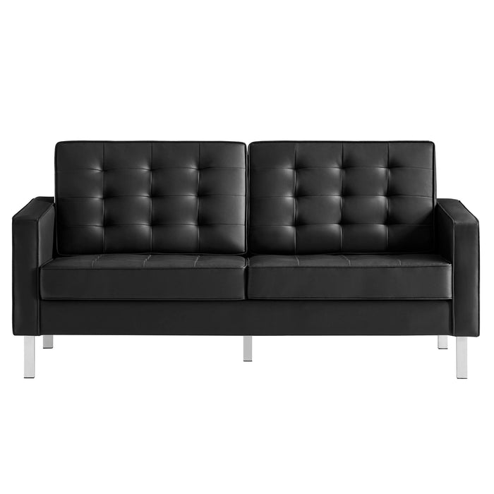 Loft Tufted Vegan Leather Loveseat