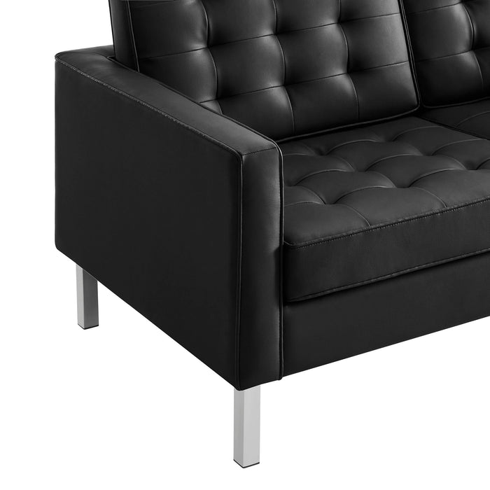 Loft Tufted Vegan Leather Loveseat