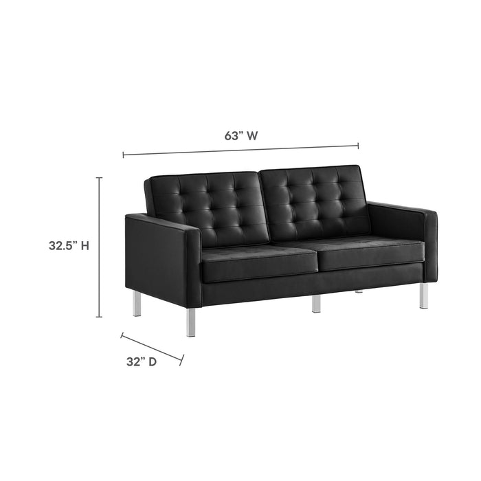 Loft Tufted Vegan Leather Loveseat