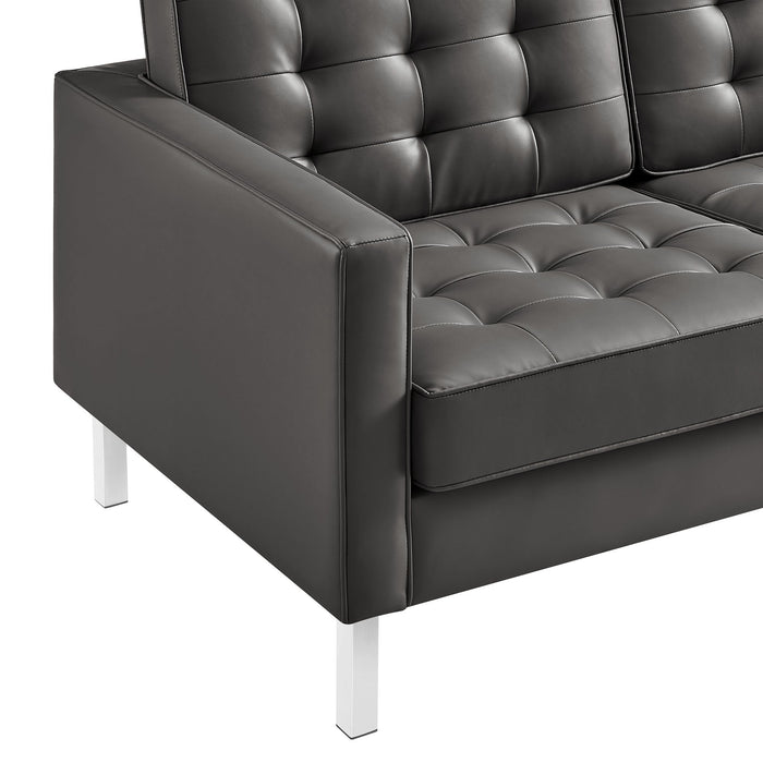 Loft Tufted Vegan Leather Loveseat