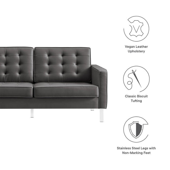 Loft Tufted Vegan Leather Loveseat