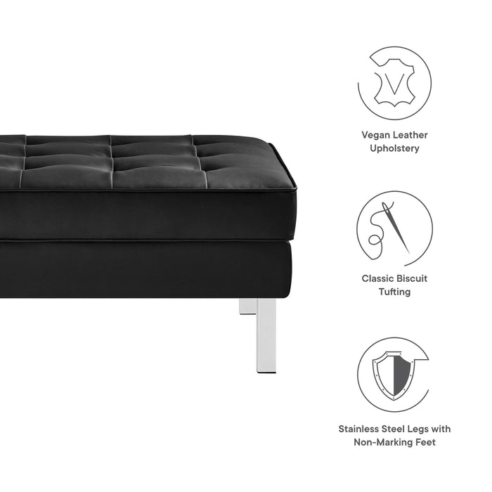 Loft Tufted Vegan Leather Ottoman