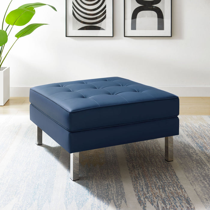 Loft Tufted Vegan Leather Ottoman