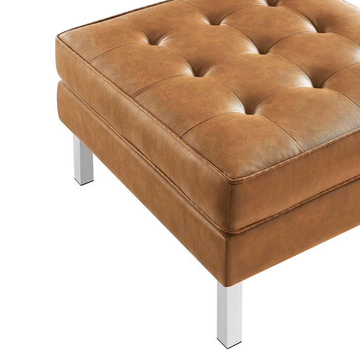 Loft Tufted Vegan Leather Ottoman