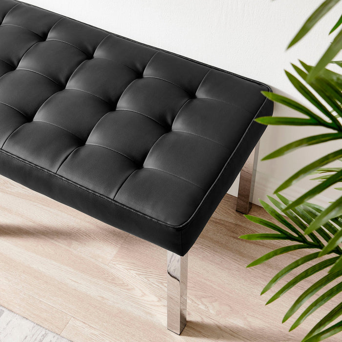 Loft Tufted Vegan Leather Bench