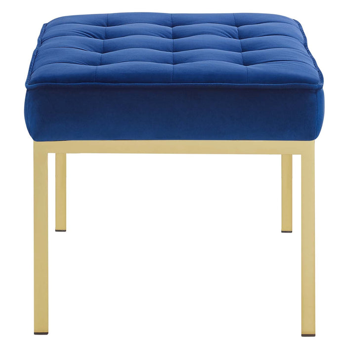 Loft Gold Stainless Steel Leg Medium Performance Velvet Bench