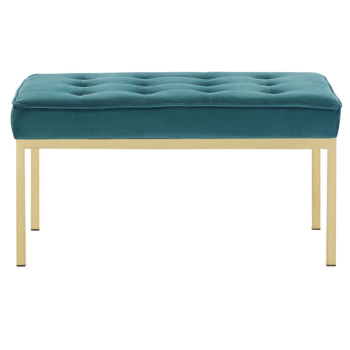 Loft Gold Stainless Steel Leg Medium Performance Velvet Bench