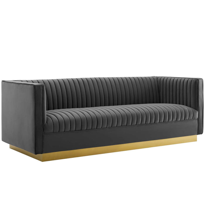 Sanguine Vertical Channel Tufted Performance Velvet Sofa