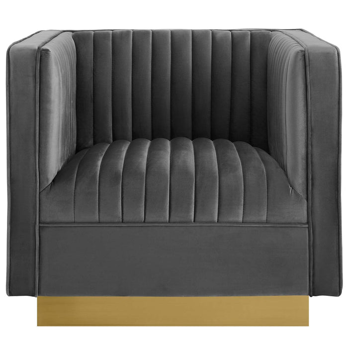 Sanguine Vertical Channel Tufted Accent Performance Velvet Armchair