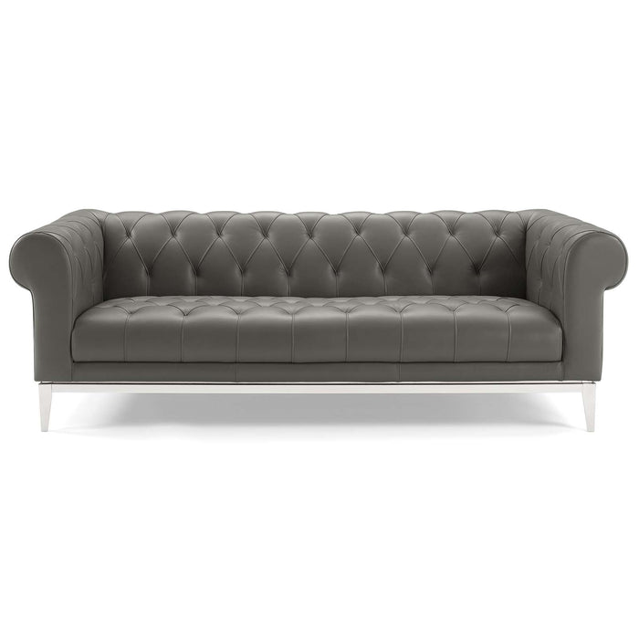 Idyll Tufted Upholstered Leather Sofa and Loveseat Set