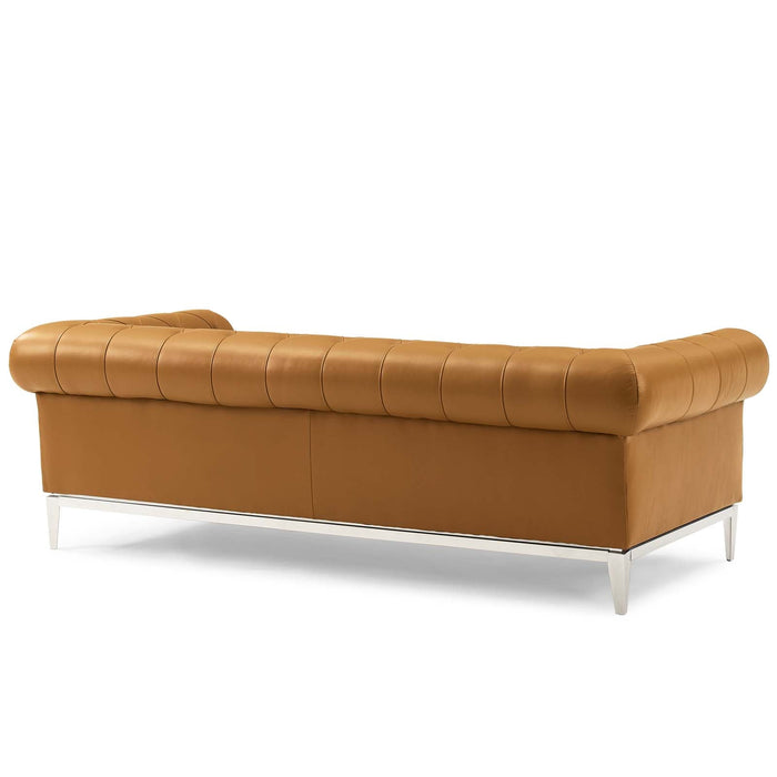 Idyll Tufted Button Upholstered Leather Chesterfield Sofa