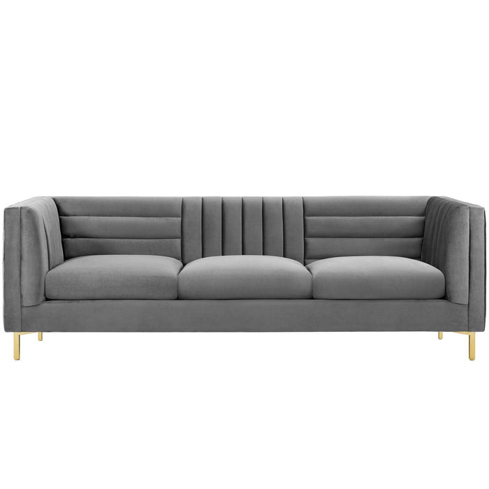 Ingenuity Channel Tufted Performance Velvet Sofa