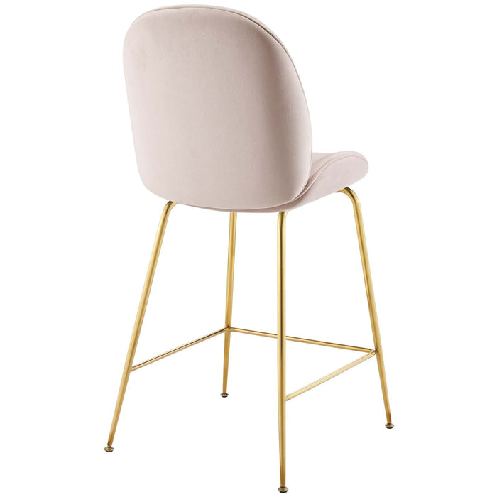 Scoop Gold Stainless Steel Leg Performance Velvet Counter Stool