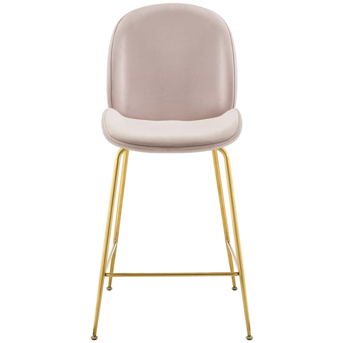 Scoop Gold Stainless Steel Leg Performance Velvet Counter Stool