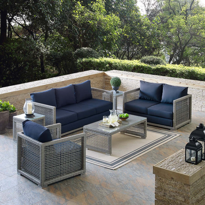 Aura 6 Piece Outdoor Patio Wicker Rattan Set