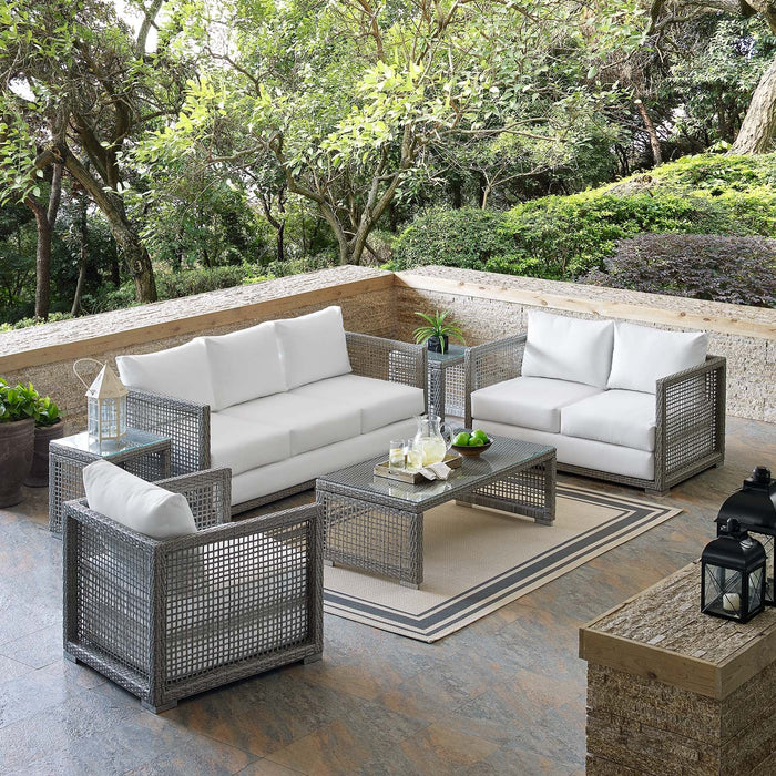 Aura 6 Piece Outdoor Patio Wicker Rattan Set