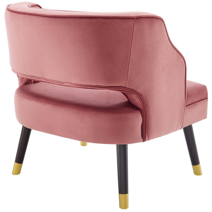 Traipse Button Tufted Open Back Performance Velvet Armchair