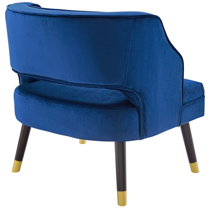 Traipse Button Tufted Open Back Performance Velvet Armchair