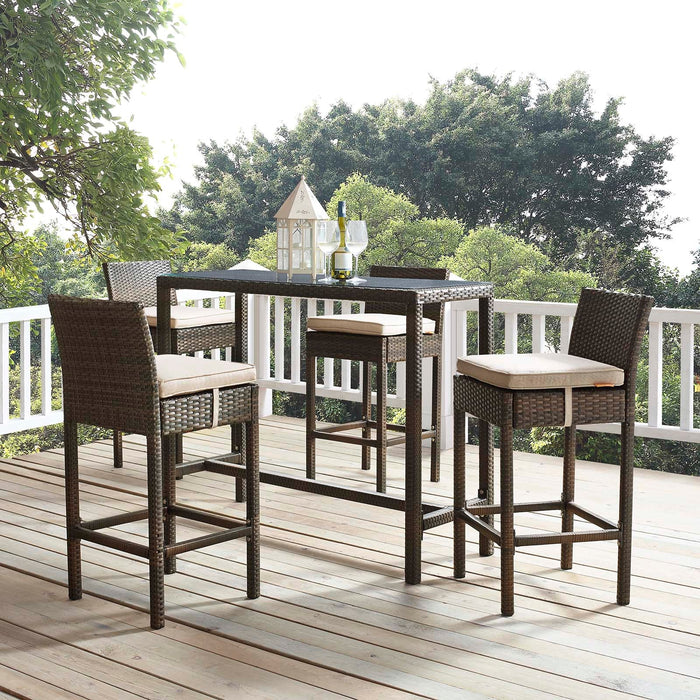 Conduit Bar Stool Outdoor Patio Wicker Rattan Set of 4