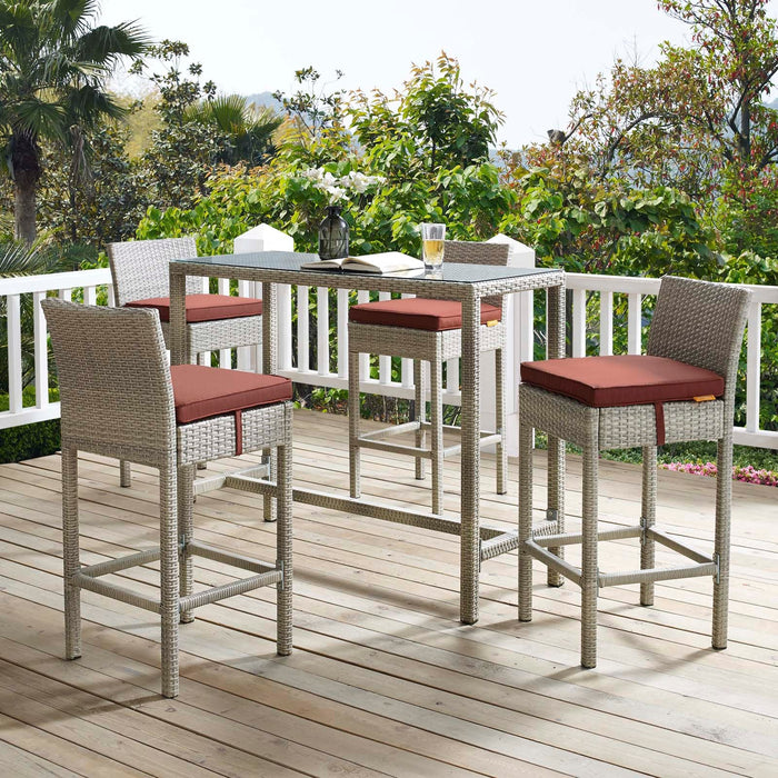 Conduit Outdoor Patio Wicker Rattan Bar Stool Set of 4