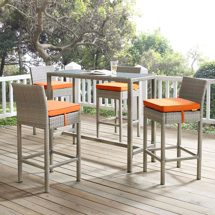 Conduit Outdoor Patio Wicker Rattan Bar Stool Set of 4