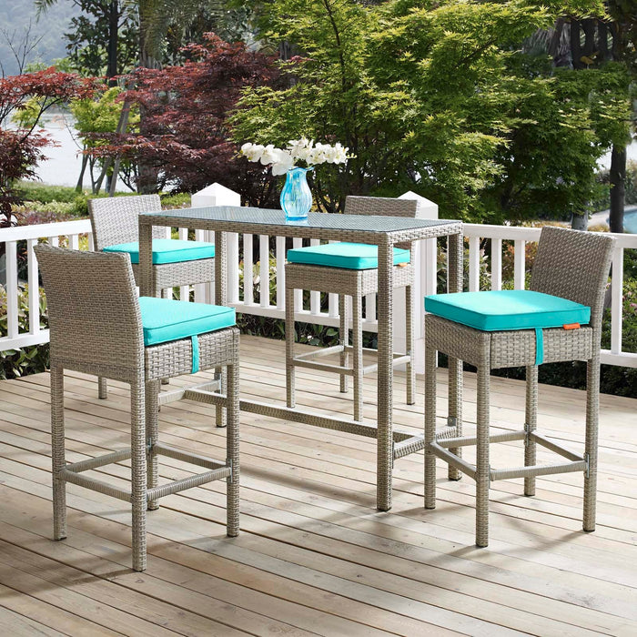 Conduit Outdoor Patio Wicker Rattan Bar Stool Set of 4