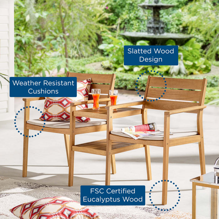 Viewscape Outdoor Patio Ash Wood Jack and Jill Chair Set