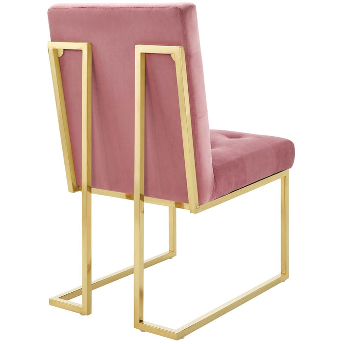 Privy Gold Stainless Steel Performance Velvet Dining Chair