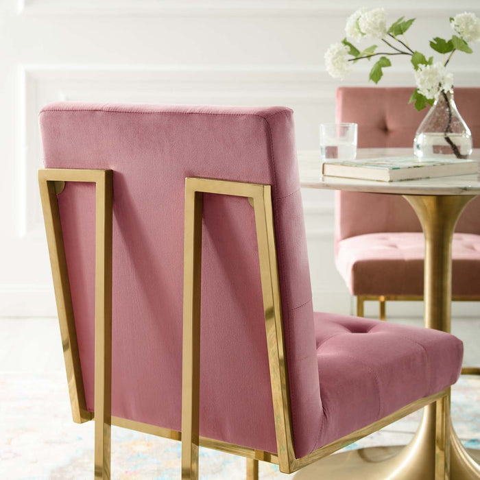 Privy Gold Stainless Steel Performance Velvet Dining Chair