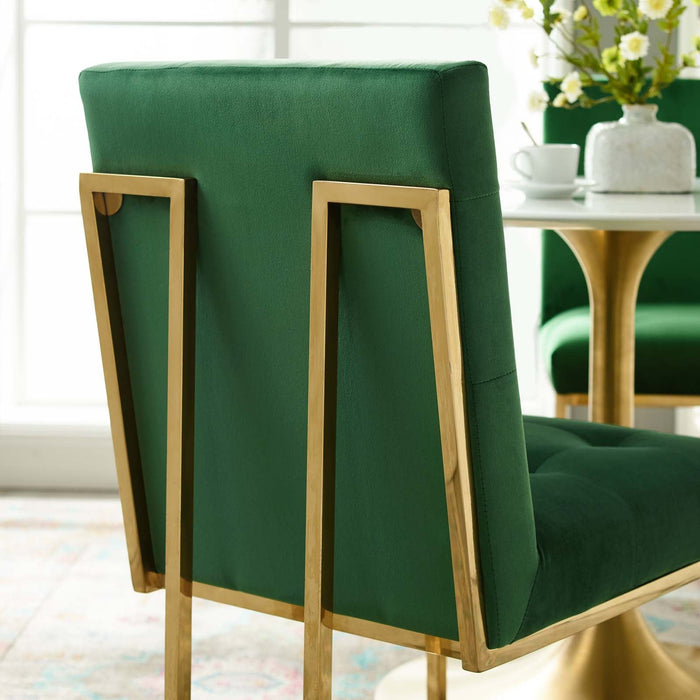 Privy Gold Stainless Steel Performance Velvet Dining Chair