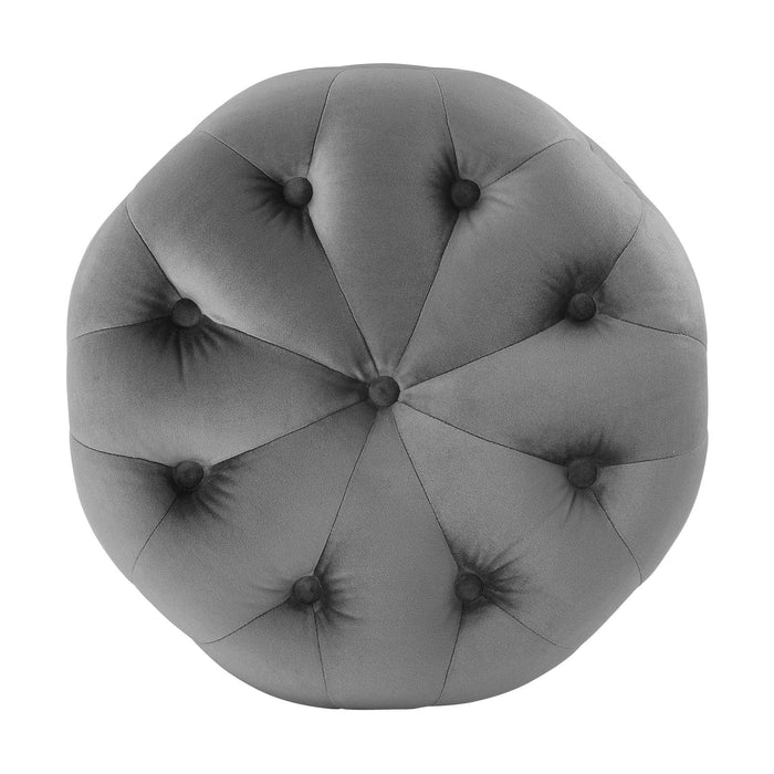 Amour Tufted Button Round Performance Velvet Ottoman