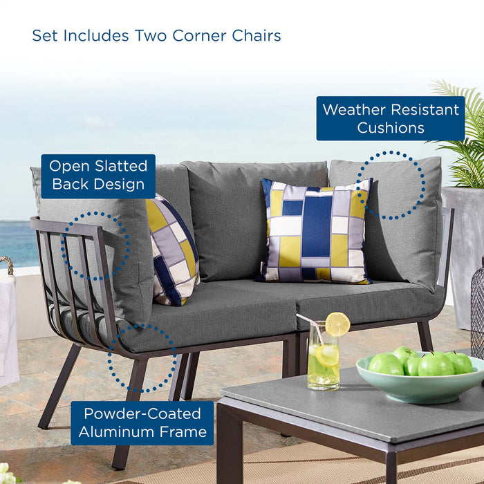 Riverside 2 Piece Outdoor Patio Aluminum Sectional Sofa Set