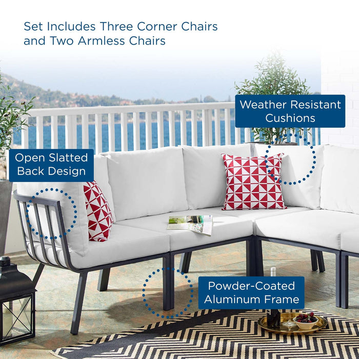 Riverside 5 Piece Outdoor Patio Aluminum Sectional