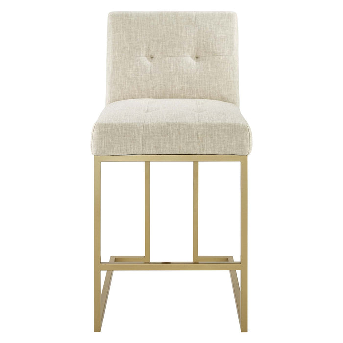 Privy Gold Stainless Steel Upholstered Fabric Counter Stool