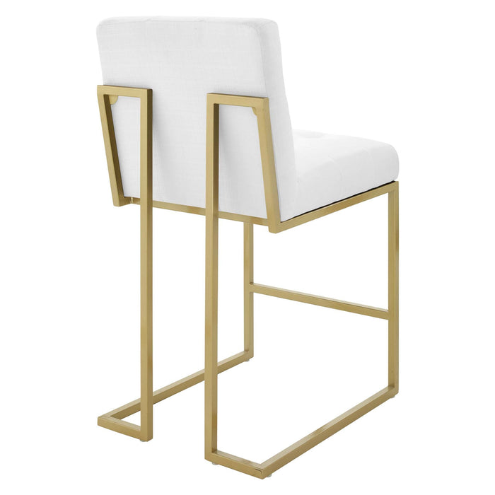 Privy Gold Stainless Steel Upholstered Fabric Counter Stool