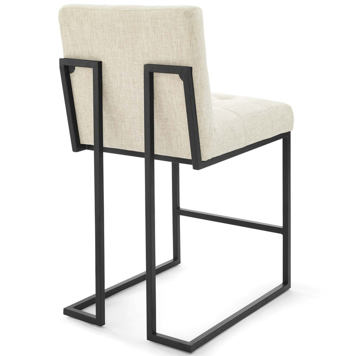 Privy Black Stainless Steel Upholstered Fabric Counter Stool