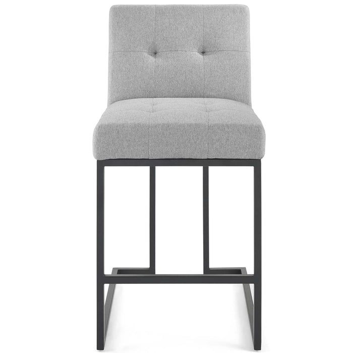 Privy Black Stainless Steel Upholstered Fabric Counter Stool