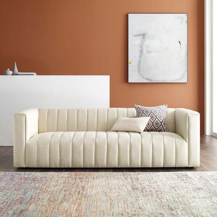 Reflection Channel Tufted Upholstered Fabric Sofa