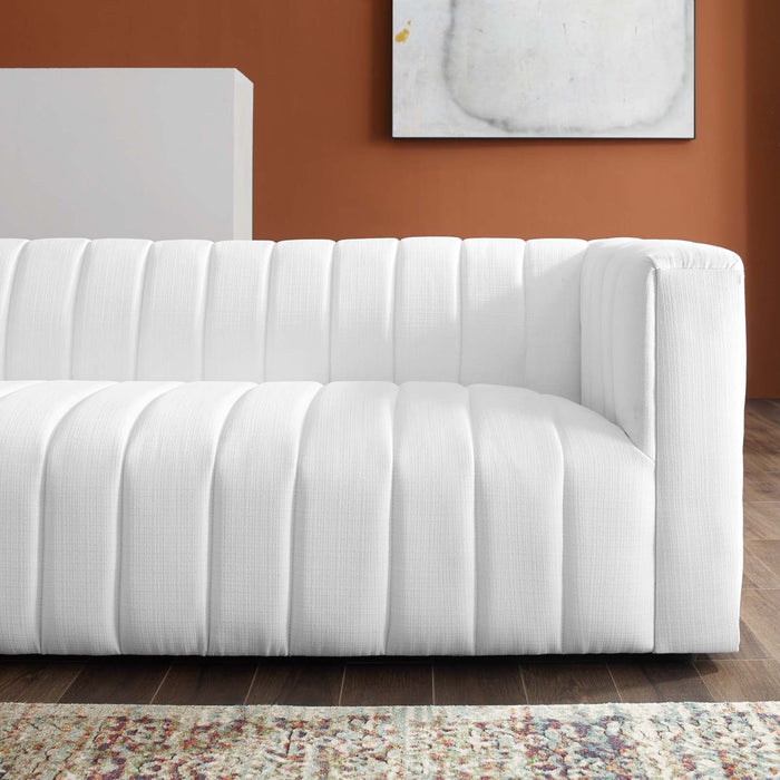 Reflection Channel Tufted Upholstered Fabric Sofa