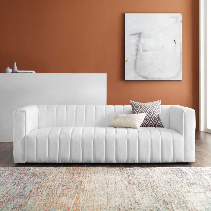 Reflection Channel Tufted Upholstered Fabric Sofa